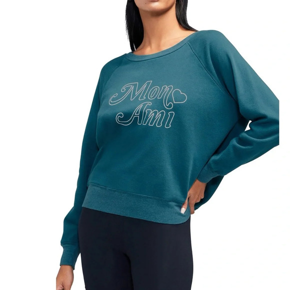 Wildfox Mon Ami Sommers Sweatshirt in Reflecting Pond (Teal) Women Size XL NWT - Picture 6 of 12